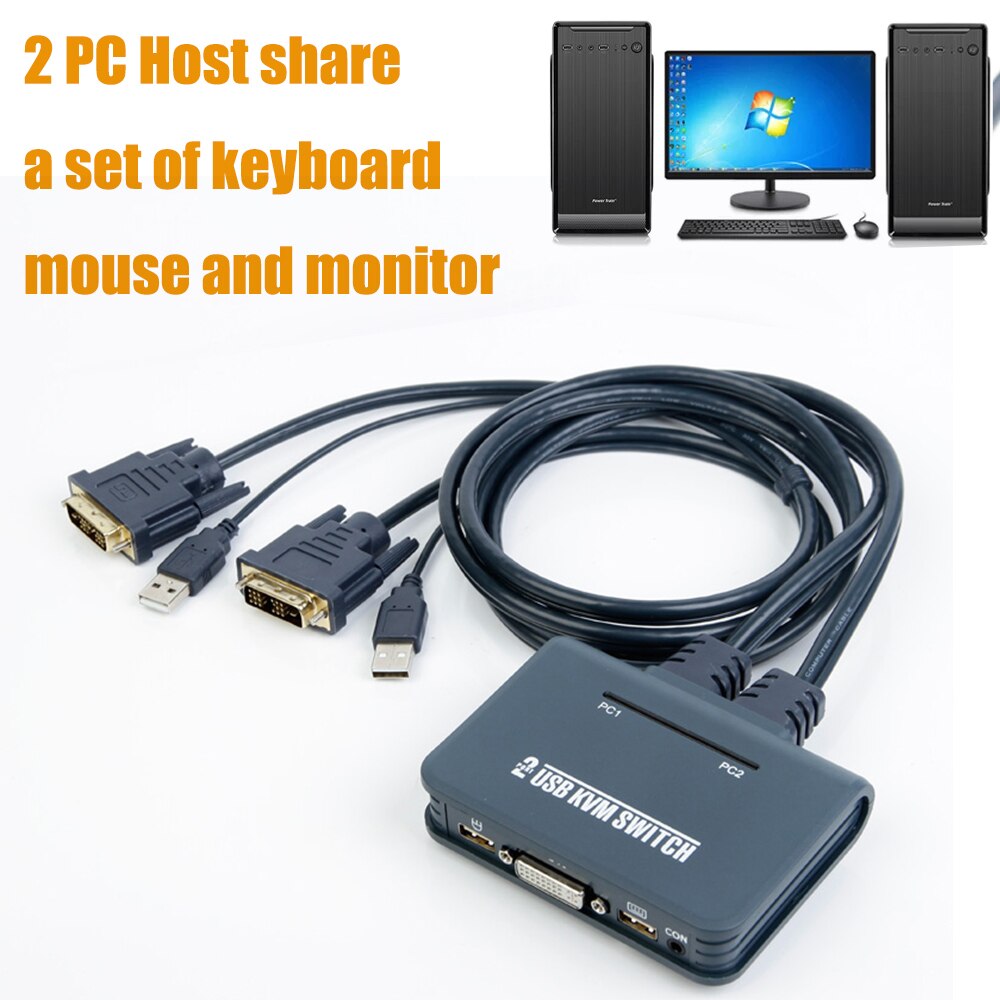 USB 2.0 DVI KVM ġ  ,  ֿܼ ǻ 2 , Ű 콺 1 Ʈ  1 , PC 2  